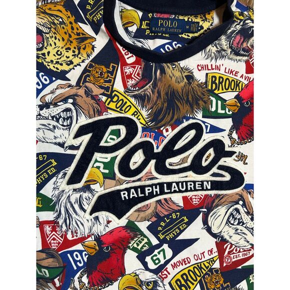 Polo Ralph Lauren Animal‎ All Star Sweatshirt Men`s Medium Multicolor Crewneck - Picture 3 of 5